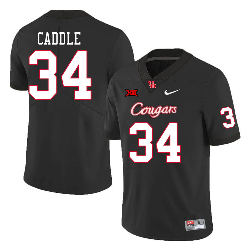 Men #34 Dylan Caddle Houston Cougars Big 12 XII College Football Jerseys Stitched-Black